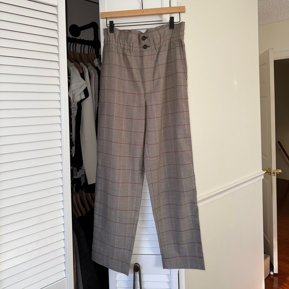 Madewell ‘Paperbag Tapered Pants in Glen Plaid’ in Herringbone Window Grove